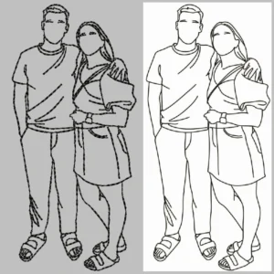 Family Line Art Outline 7